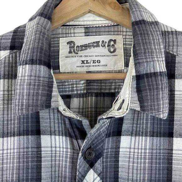 ROEBUCK & CO PLAID MEN'S FLANNEL SHIRT SIZE XL - Picture 4 of 8